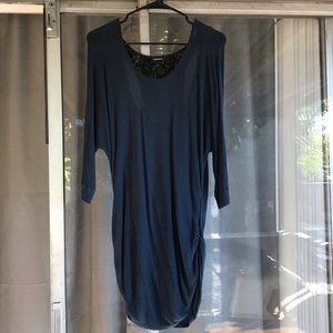 Blue torrid sweater sz 1 w/ lace racer back inset